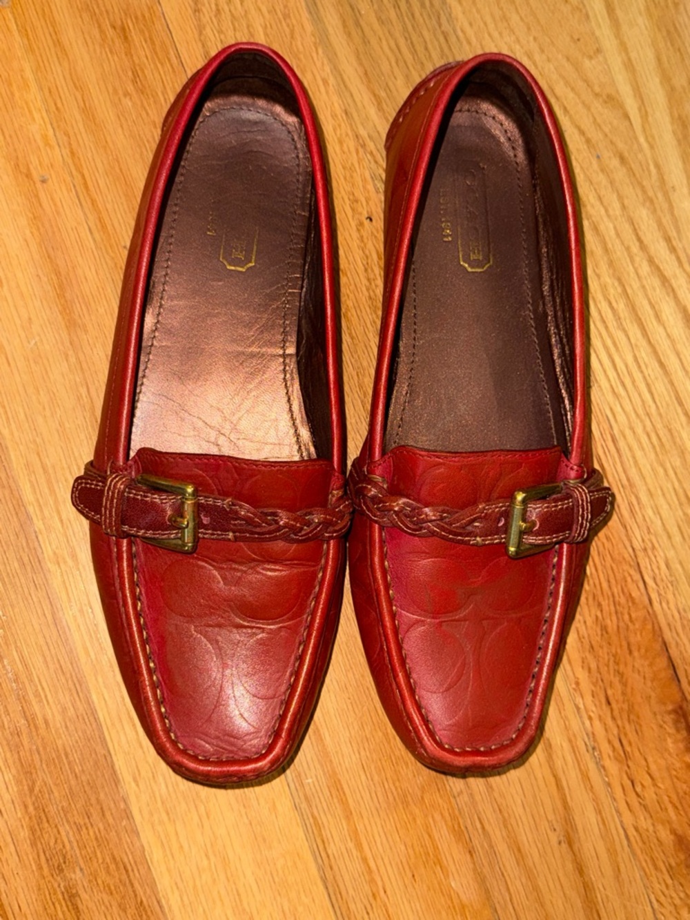 Leather Coach Rose Brown Flats - Size 8M